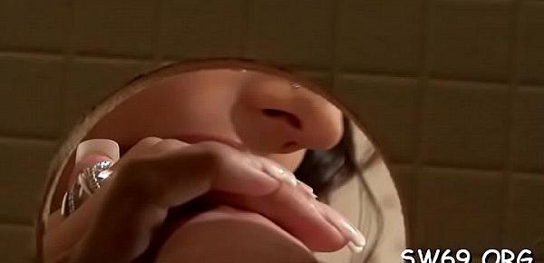  Adorable babe enjoys at gloryhole and gets overspread in slime